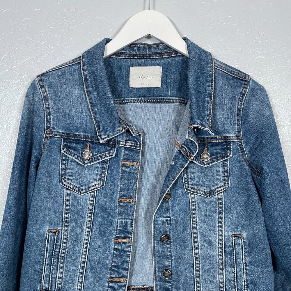 Kancan Women S Blue Denim Cropped Jean Jacket Stretch Western Boho Cowgirlcore - Picture 3 of 8